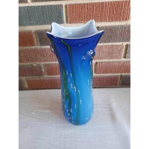 Murano oggetti Blue Glass Vase Art Glass Italian Style
